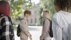 Teens in a school setting.