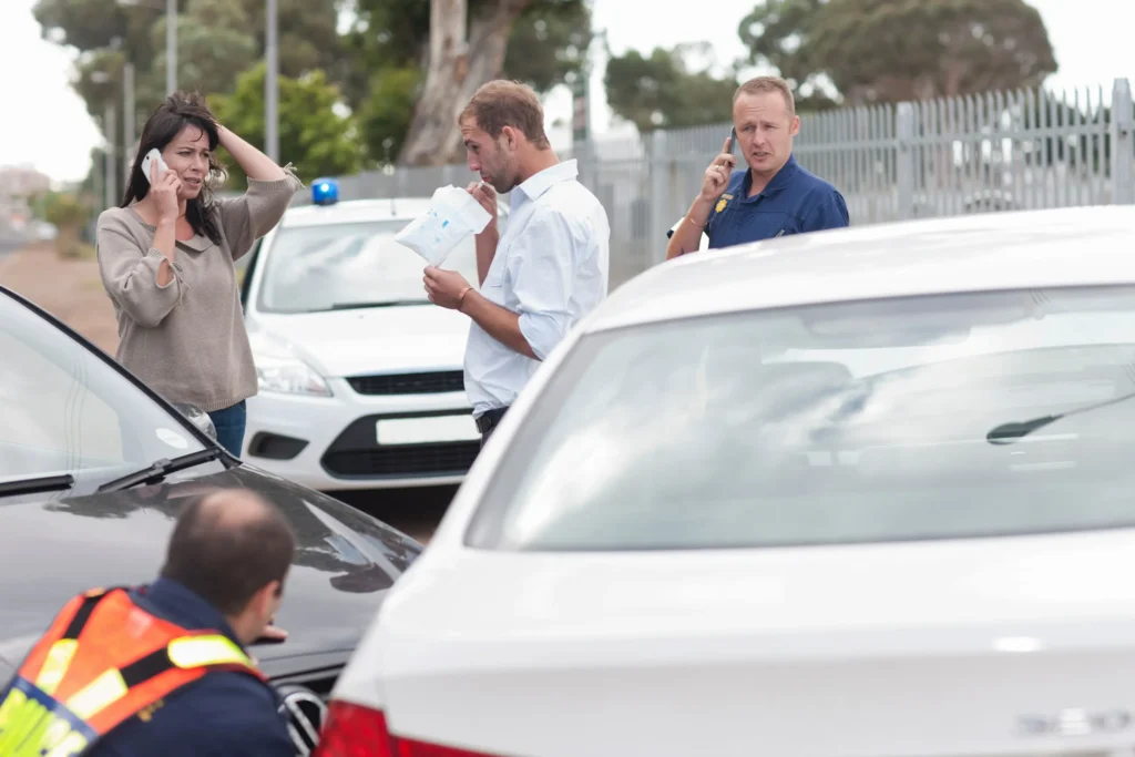 Man and woman involved in a car crash caused by the man's DUI.