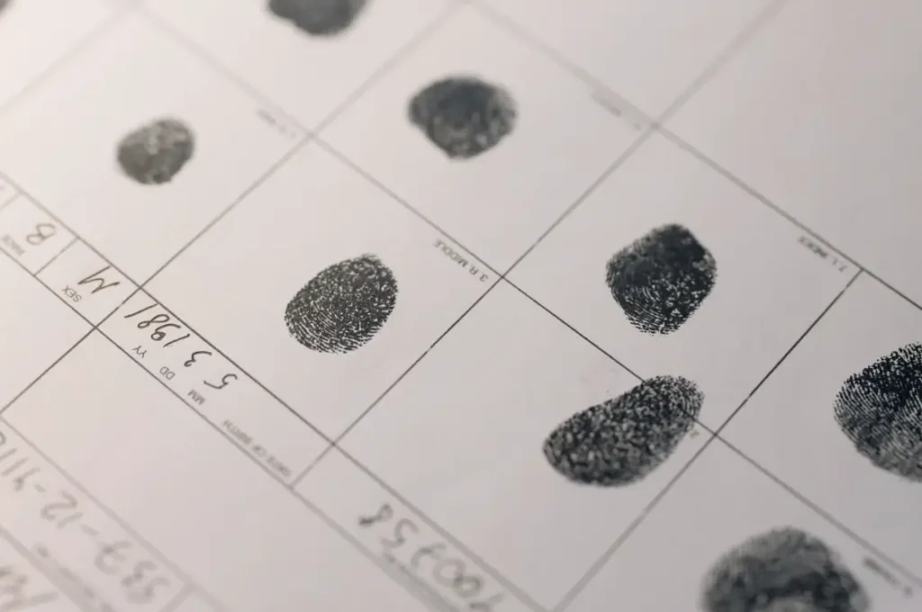 Fingerprint records for criminal identification.